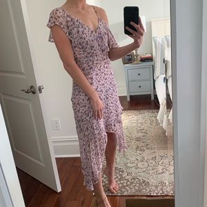 Sheer floral dress with ruffle details